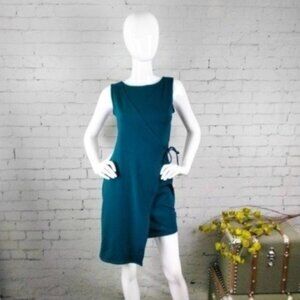Susana Monaco Sleeveless Faux Wrap Dress In Pine Needle Teal Green Size Small